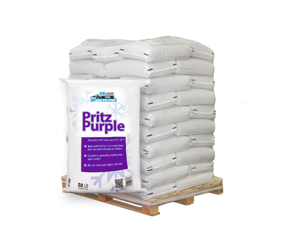 50lb bag of Pritz Purple in front of pallet